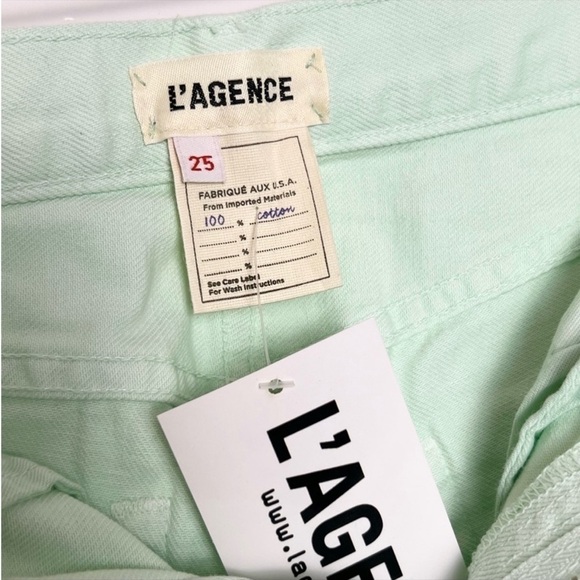 NWT L'AGENCE 90s High Rise Mint Distressed Denim Cropped Straight Leg Jean 25 - Picture 6 of 6